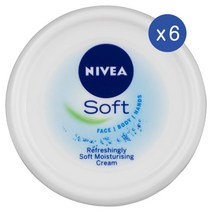 니베아 소프트 수분크림 크림 페이스 바디 핸드 50ml Nivea Soft Moisturiser Cream Face Body Hands, 6개