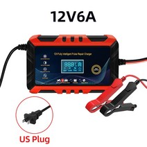 주행충전기 차량용 자동차자동차 배터리 충전기 12v/24V 스마트 세류 고속 습식 건식 납산 LCD 디스플, 02 US Plug 12V 6A