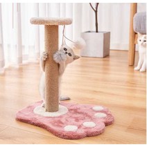 고양이 원목 장난감스크래쳐 (고양이 장난감), 원형매트 - 베이지