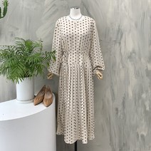 행복여[신상무배]하니 도트 땡땡이 플리츠 플레어 원피스