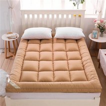 낮은침대 UVR 깃털 벨벳 침대 부드러운 쿠션 접이식 패드 가족 풀 사이즈 매트리스 깊은 수면, [03] 120X200cm  8cm, 05 light tan