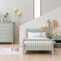 [쁘띠라뺑] 루카스 원목 아동침대 슈퍼싱글 SS + 메모리폼 매트리스, 퓨어화이트/수도권 외(해피콜 추가금액 안내)