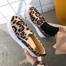 여성 레오파드 5cm 키높이 슬립온 여자스니커즈