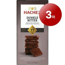 Hachez 하세스 독일 직배송 다크 비터 77% 카카오 초콜릿 바 90g Tafel Dunkle Bitter schokolade, 3팩