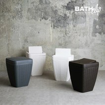 바스클립 라탄 플라스틱 다이아몬드 플립 휴지통 7L, 베이지