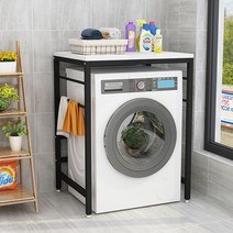 튼튼한 건조기앵글 선반 수납 베란다 김치냉장고 조립식 장 경량랙 드럼세탁기 다이 받침대, A타입 블랙 프레임 + 화이트