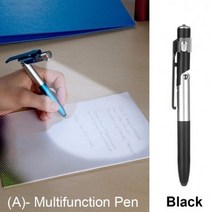 LED 빛으로 볼펜 전화 홀더에 대 한 다기능 접는 스탠드 사무실 학교 학생을위한 밤 독서 편지지 펜, A (Black)