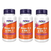 NOW MEGA D-3 & MK-7 5000 IU / 180 mcg 120캡슐 X 3개