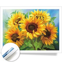 퍼니플 대형 캔버스 DIY 비즈 보석십자수 패브릭형 40x30cm, 해바라기(BF34007)