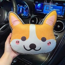 자동차 목 베개 귀여운 강아지 초상화 애완 동물 머리 받침 매우 웃는 액세서리 좌석 장식, 08 neck pillow corgi