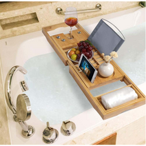 반신욕 욕조 우드 트레이 나무 테이블 거치대 받침대 덮개 길이조절 반식욕 독서대 다이소, 1 욕조정리대, 그레이