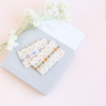 지니팡팡 사뿐 아이보리 레이스 똑딱핀 여아 유아 초등학생 머리핀