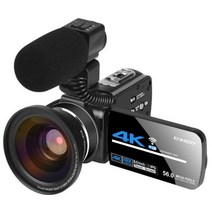 4K 360 카메라 빈티지 캠코더 Wifi 전문 비디오 레코더 Vlog 빠른 핸드 사진 5600만 픽셀 HD 디지털, 패키지 3, 블랙[3년보증]