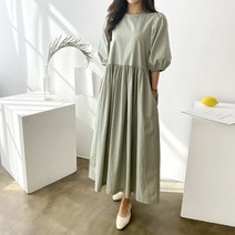 스위트플러스 임부복 하객 릴리 드레시 퍼프소매 임산부 롱 원피스