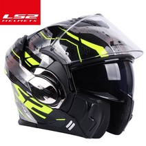 LS2-FF399 플립 업 더블 렌즈 헬멧 ls2 용감한 오토바이 헬멧 후면 재주 넘기 capacete moto casco casqu, 05 Yellow Fission