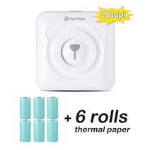 핸드폰 사진인화기 스마트 폰 휴대용 사진 인화기 203dpi Mini Portable Thermal Bluetooth Printer WirelessPhoto Pictures Fo, [04] WH add 6 stickers