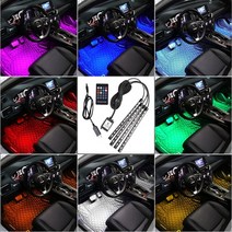 자동차 풋등 RGB USB LED 간편설치 무선리모컨 음성인석 댄싱 시가잭 신형 무드등 조명 차량용 실내등 앰비언트 라이트 소리반응 사운드바 네온, 1개, 음악반응풋등LED세트