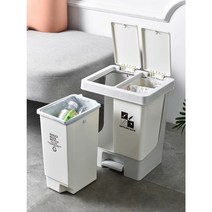 ANKRIC 재활용분리수거함 2칸 분리수거함20L, 흰색, 1개