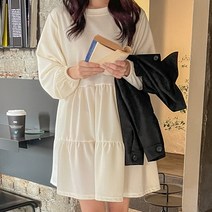 로로텐 셔링 캉캉 미니 원피스 스판 무지 A라인 빅사이즈