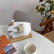 더블엠 비정형 탁상거울 웨이브미러 노프레임거울 화장거울 원목거울 물결거울, 비정형거울, 레이저각인(배송메세지기재)