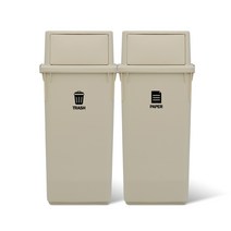 내츄럴 분리수거함 롱바디 60L 2P, 베이지