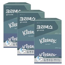 크리넥스 실크소프트 미용티슈 천연펄프 2겹 250매, 3개입, 3개
