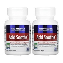 [2개] 엔자이메디카 애시드 수드 Acid soothe 효소 30베지캡슐 아밀레이스 파파야 리프 잎 아밀라아제 리파아제 센텔라 아시아티카 고투콜라 마시멜로우 뿌리 아연 카르노신, 2개