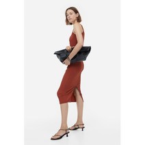 크링클 저지 드레스 브릭 레드