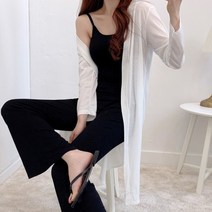 모노위크 얇고 시원한 여름 린넨 루즈핏 오픈 로브 숄 롱가디건