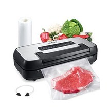 SEATAO VH5156 상업용 진공 밀봉기 80kPa 자동 공기 밀봉 시스템 밀봉기 진공 백 내장 롤 보관 및 커터 건조/습식 모드 캐니스터 / 펄스 기능 핸들 잠금 디자인 블랙, 1 Vacuum Sealer