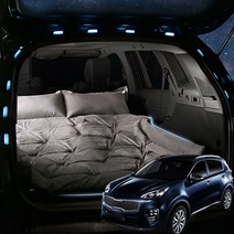 SUNCARMAT 올뉴 스포티지 QL 스웨이드 에어매트 트렁크 바닥 매트 자동충전 차량용 차박 캠핑 튜닝, 2인용, 블랙, 기아