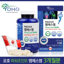 요호 파워조인트 엠에스엠 프리미엄 MSM 식이유황 관절 영양제 초록잎홍합 글루코사민, 180정, 1박스