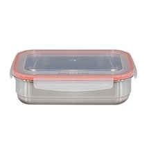 올품락 스텐 반찬통 밀폐용기 슬림 1호 610ml 오렌지 국산, 단품