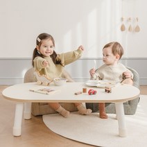 [루나스토리] 원목 와이드 유아 아기 책상 테이블_높이선택, 상판+다리33cm