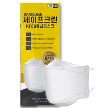 세이프크린 KF80 황사 미세먼지 마스크 대형 100매, 화이트, 4개