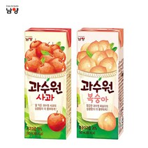 남양 과수원 190mlx24팩(1box) 사과 청포도 복숭아 오렌지/과일주스, 1세트, 사과12팩+복숭아12팩
