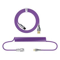 기계식 키보드 용 USB-C-C 코일 케이블 2.2m 유형 C USB 스프링 케이블, 보라