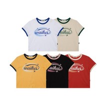 WAIKEI 우먼 빈티지 로고 링거 반팔티셔츠 Women vintage logo ringer half sleeve tshirts