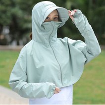 쿨샵 여성 판초우의 탈부착 모자 바람막이 크롭우의