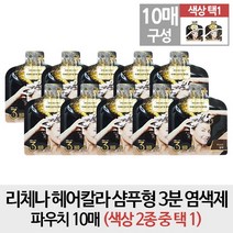 리체나 [무료배송- 리체나10매] 헤어칼라 샴푸형 3분 염색제 파우치 10매 (색상 택1), 1개, 자연스러운 흑갈색