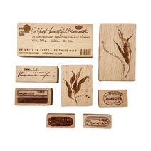 원목 우드 스탬프 8종세트 식물 영문 필기체 인스타감성 다꾸 스탬프 빈티지 나무도장 저널