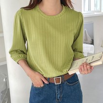 레이디플러스 1169-매즈 7부 니트짜임 티셔츠