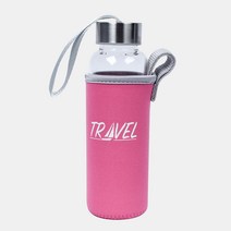 휴대용 유리물병 투명 내열 유리 텀블러 300ml, 핑크