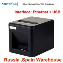 영수증사진기 포토프린터 Xprinter 자동 커터 POS 프린터 80mm 영수증 USB 이더넷 및 주방, 06 Ethernet and USB_02 미국 플러그