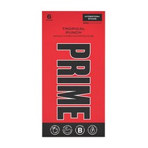 Prime Hydration + 스틱 팩 | 전해질 음료 믹스 10% 코코넛 워터 250mg BCAA 항산화 물질 천연 향 무설탕 쉽게 열 수 있는 1인용 블루 라즈베리 6개, Tropical Punch