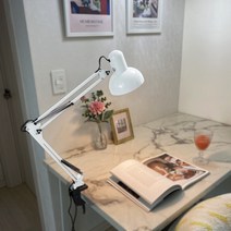 [메가] 제도 집게 책상 스탠드+LED램프, A-집게+12W노란빛(램프), 화이트