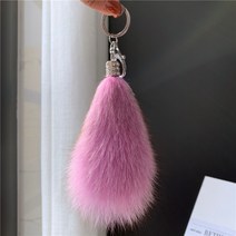진 여우 털 꼬리 자동차 열쇠고리 액세서리 개성 심플하다 귀엽다 벨벳 가방 액세서리 남녀, 로즈 레드