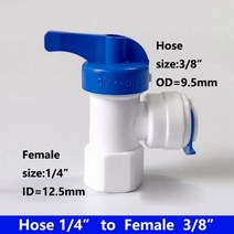 볼 밸브 RO 물 스트레이트 플라스틱 14 38 OD 호스 빠른 연결 남성 12 여성 역삼투 수족관 피팅, 14.HF3l8 to 1l4