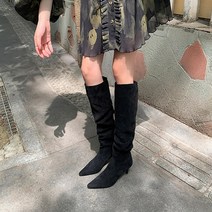 스웨이드 웨스턴 셔링 부츠 청키 말장화 뉴진스 사복 카키 로제 플랫폼 러버 라이더 버클