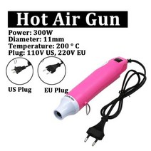 에어 공구 드릴 300W 220V 핫 건 DIY 히트 전기 전동 온도 지원 시트 수축 플라스틱 수리 도구 열풍 용접 히트건, US Plug+Pink 300w